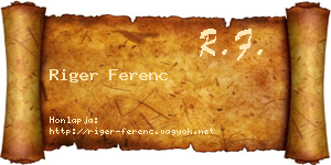 Riger Ferenc névjegykártya