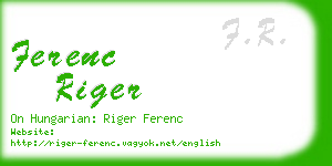 ferenc riger business card